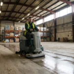 Nettoyage industriel professionnel dans un entrepôt